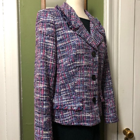 multicolor tweed blazer size 12 LAFAYETTE 148 NEW YORK - Picture 3 of 10